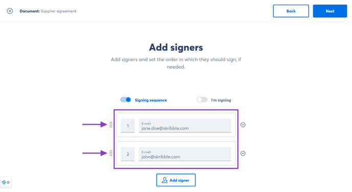 rearranga signers in sequence